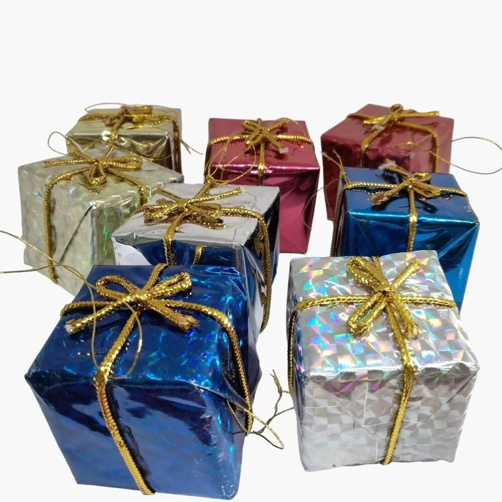 Metallic Mini Gift Box Christmas Ornament Wedding Party Holiday Favors lot 8
